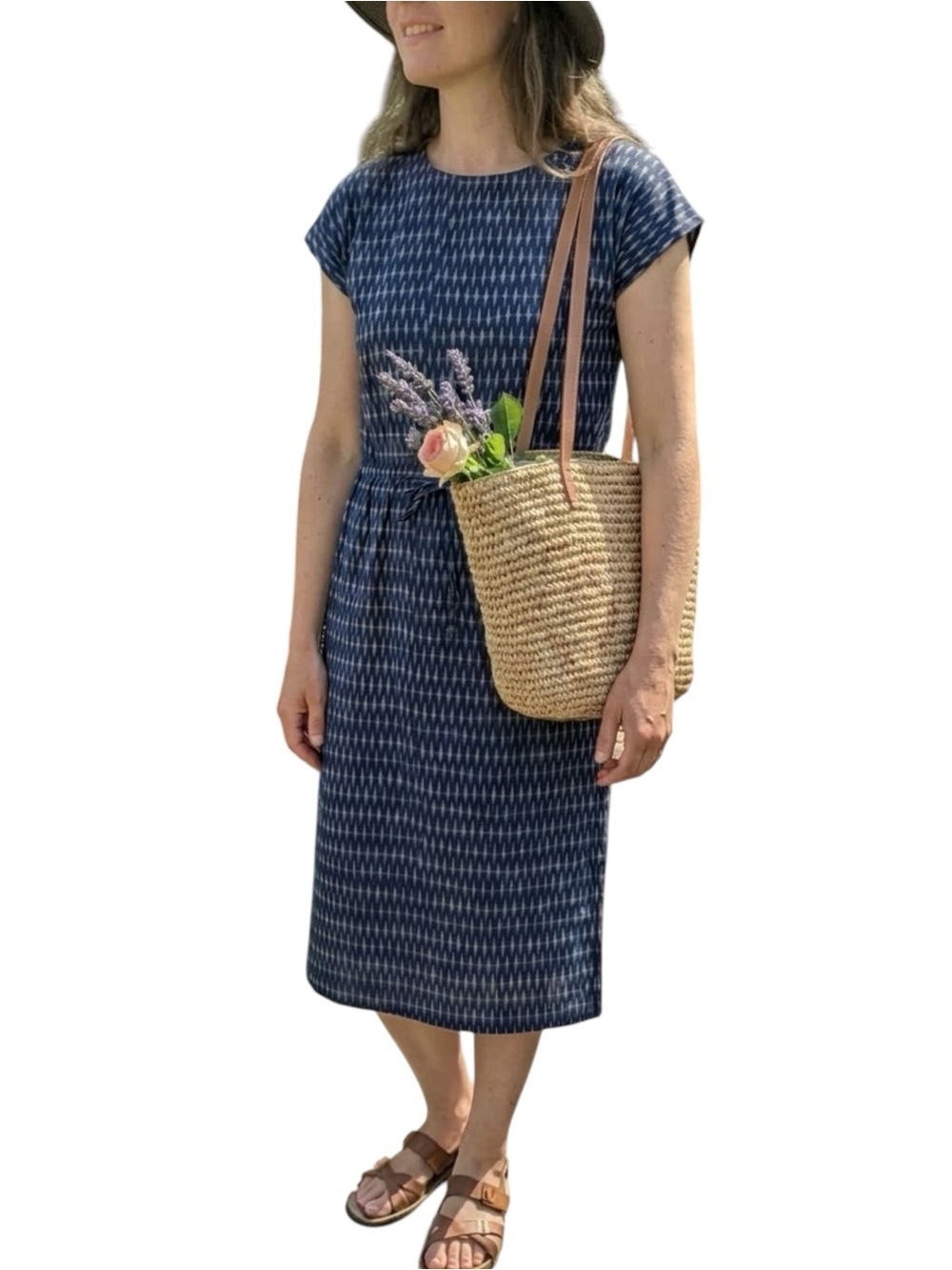 Matta Ikat Cotton Cap-Sleeve Midi Dress size XS